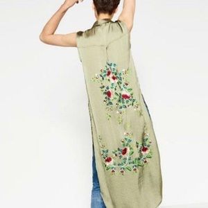 Zara Satin Embroidered Kimono Vest